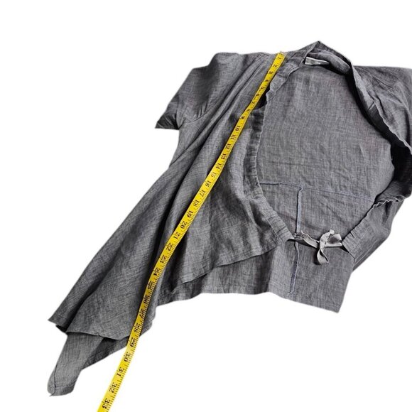 Bryn Walker Womens 100% Linen Lagenlook Tie Front Long Sleeve Cardigan, Grey, M - Picture 6 of 10